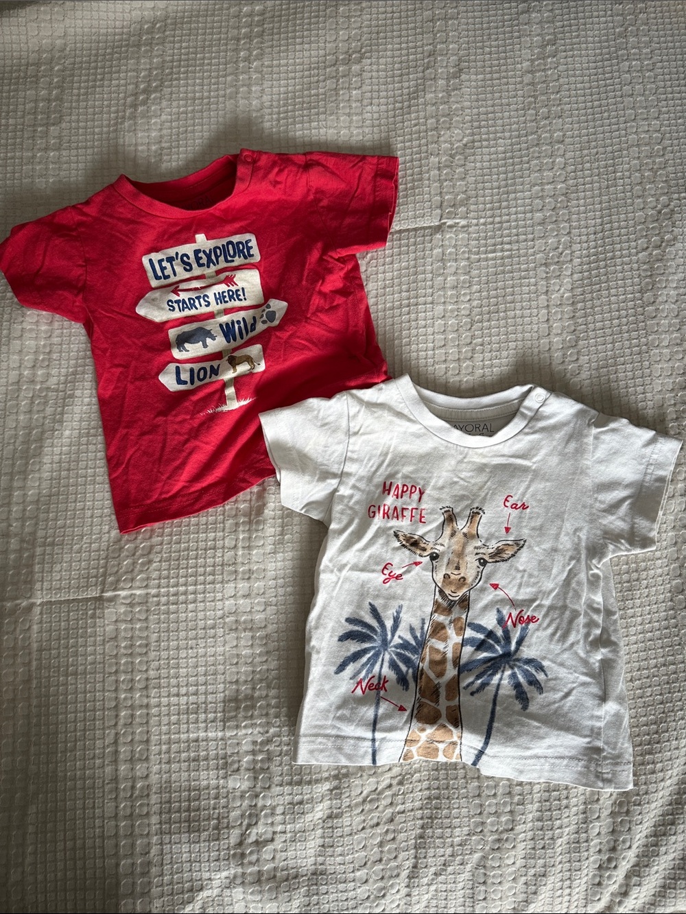 Mayoral Bundle of Zoo Animal Themed Tee Shirts Baby 9 Months